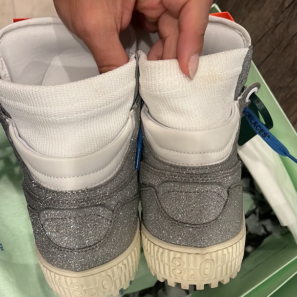 GLITTER OFF-WHITE HIGH TOP SNEAKERS - Picture 11 of 15